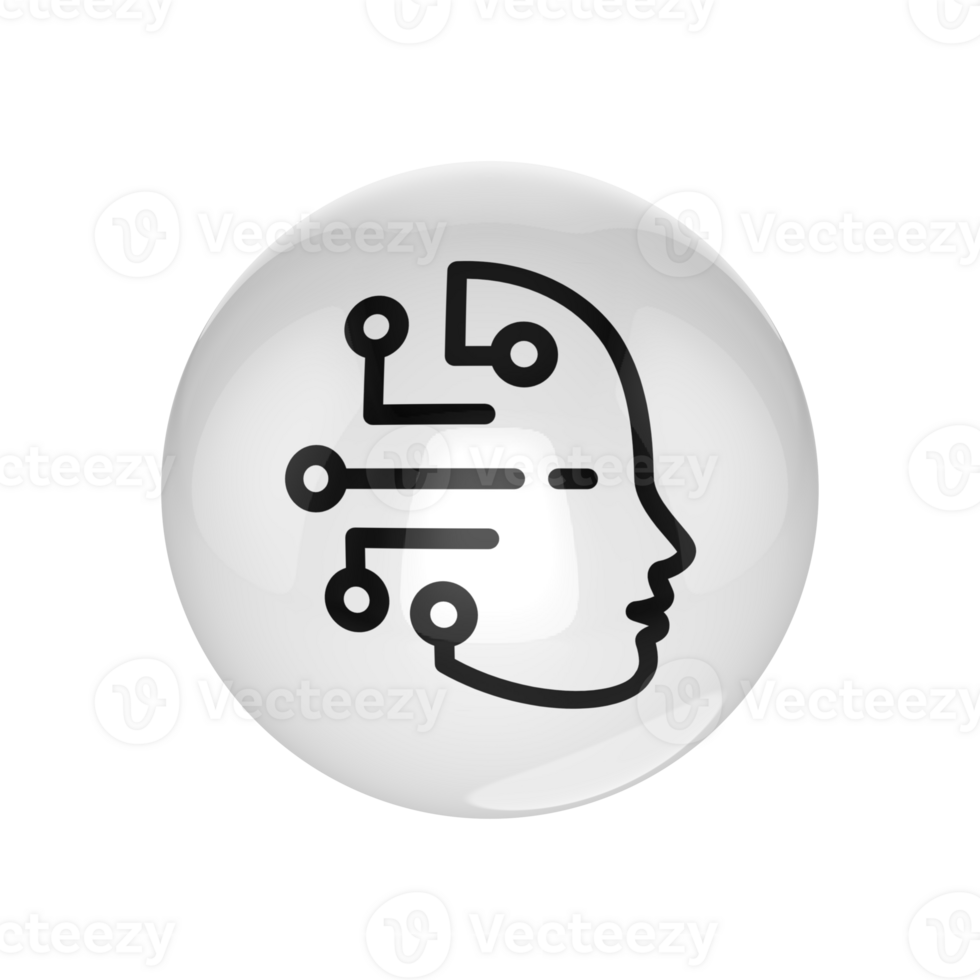 A white button with a black and white image of a head png
