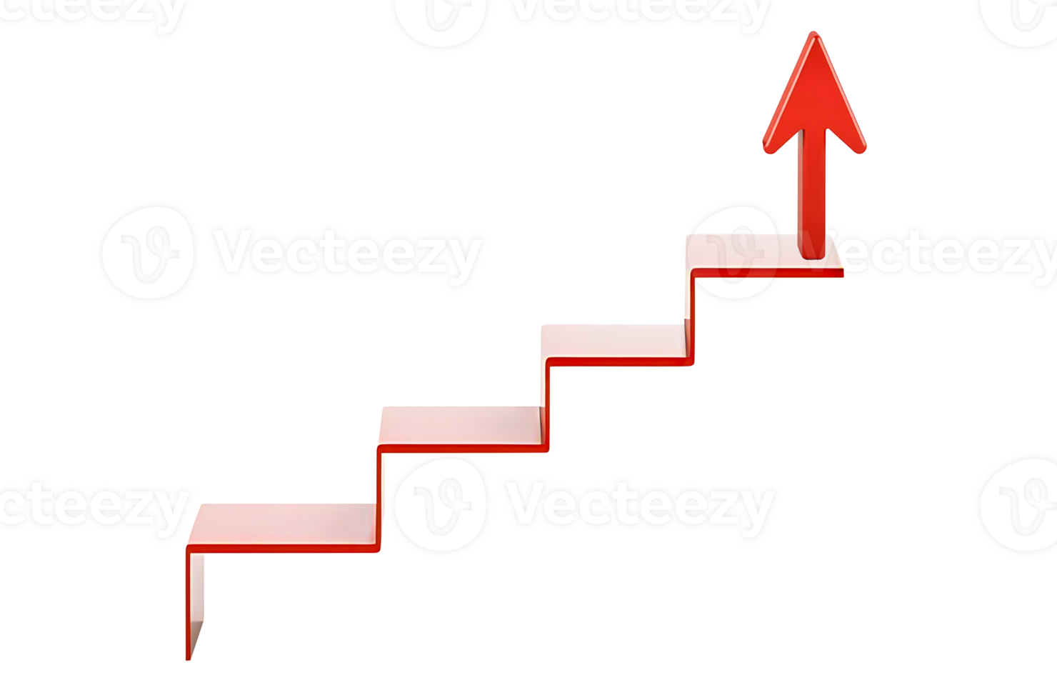 a red glossy staircase steps upward to a transparent background showcasing growth progress and upward trend png