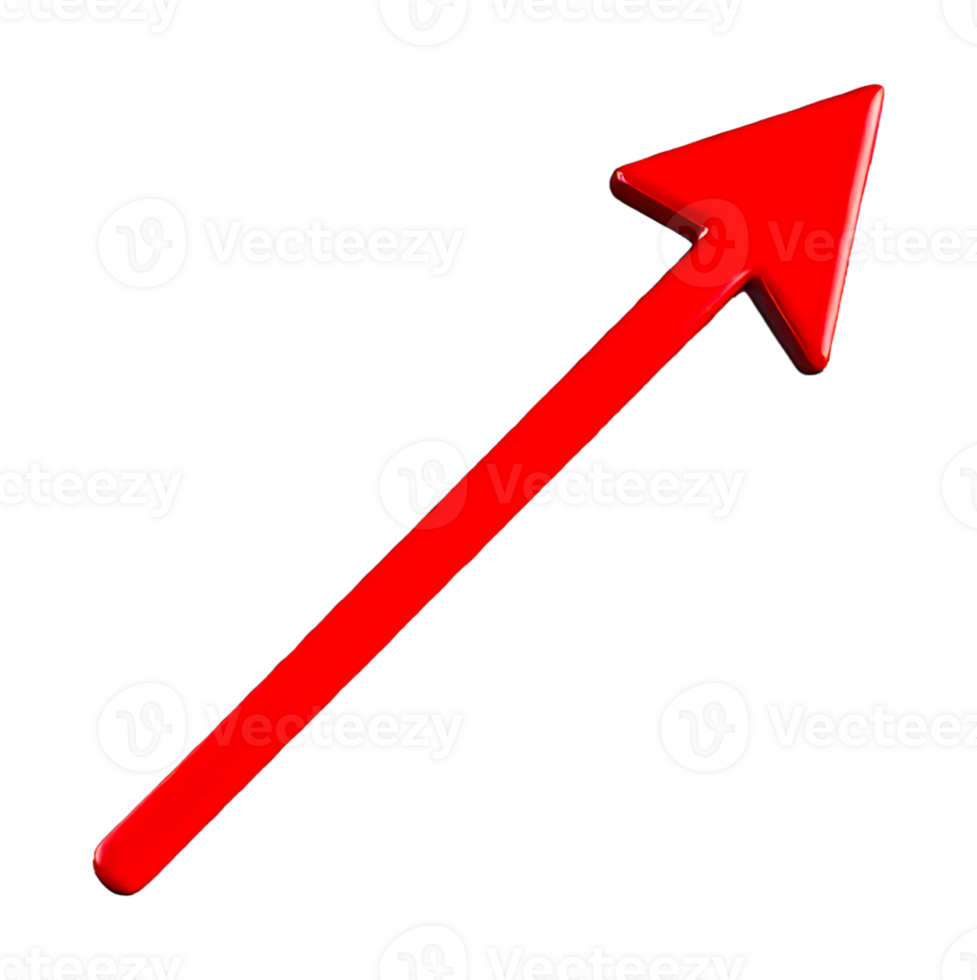 Transparent background 3D red arrow sign design perfect for navigation icons graphics and digital interfaces png
