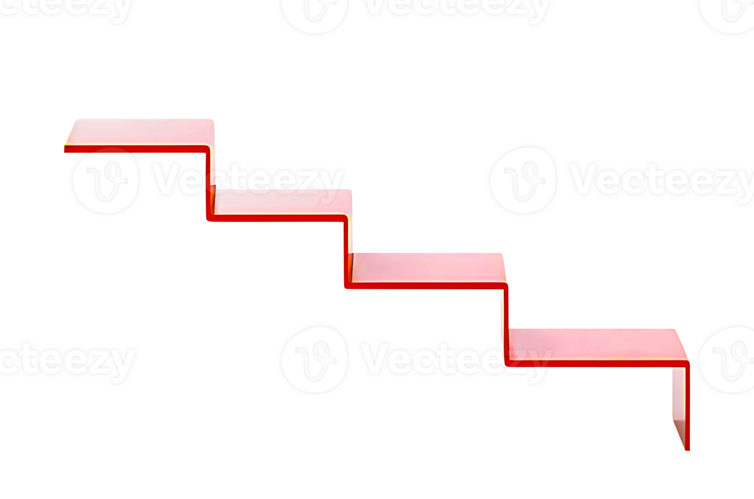 3D Visualizing A Declining Trend Red Stepped Staircase With A Translucent Glow Effect On Transparent Background png