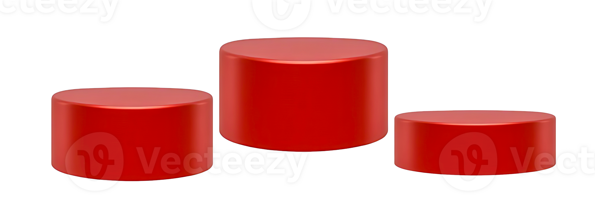 Create Stunning Visual Displays With Three Red Cylindrical Podiums Of Varying Heights And Transparent Background png