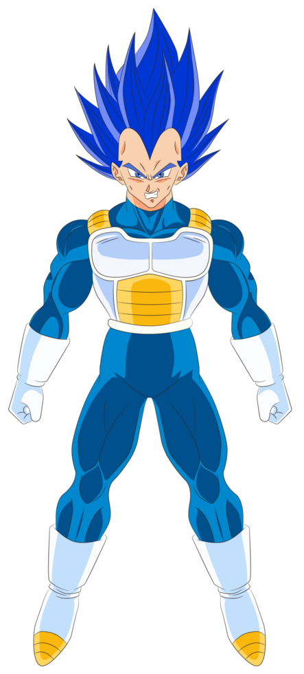2D illustration of vegeta ssj blue evolution from Dragon Ball full color png