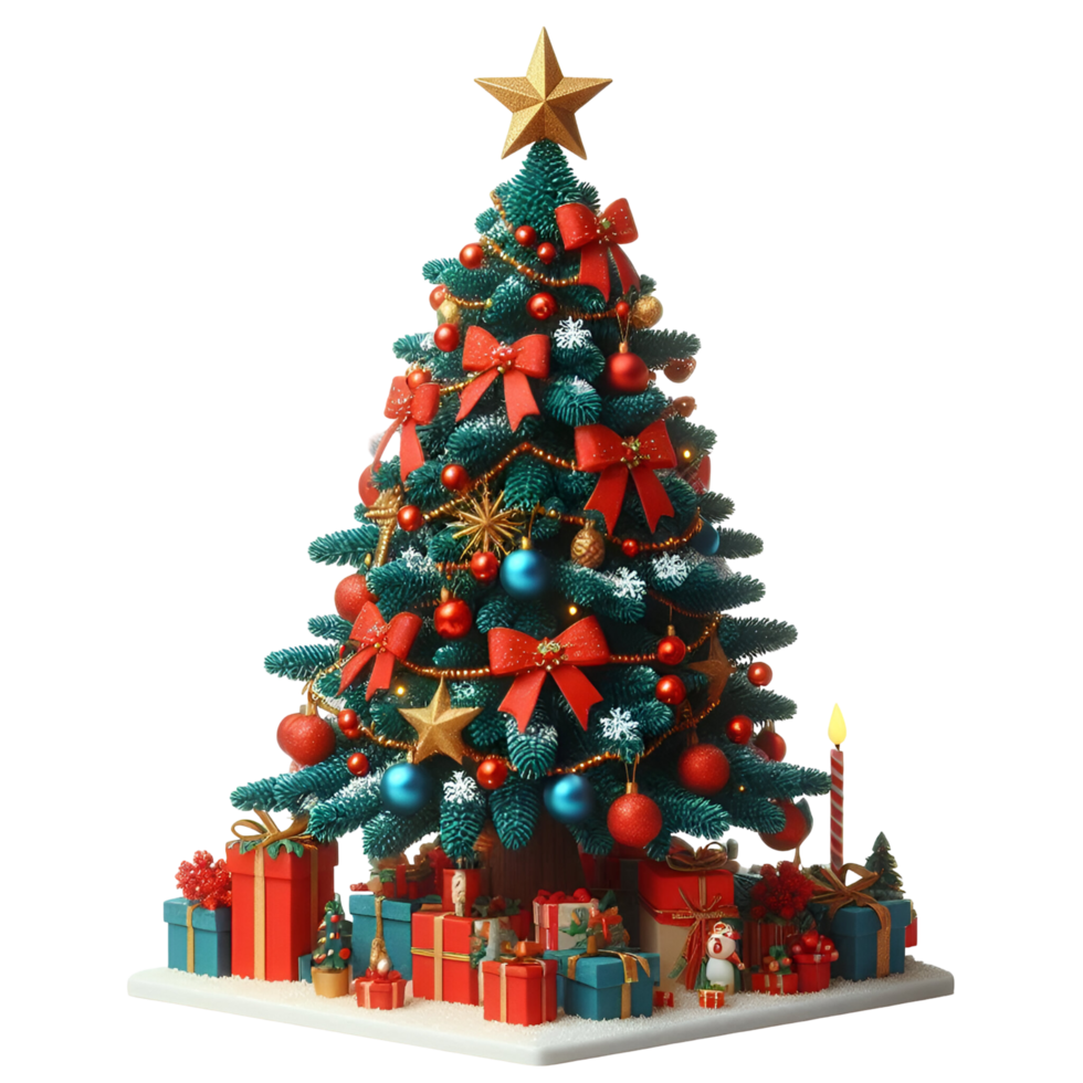 Magical Christmas Tree with Glittering Gifts and Twinkling Lights png