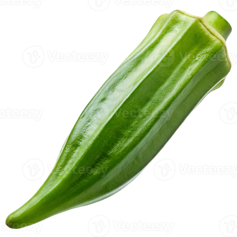 Fresh green okra isolated png