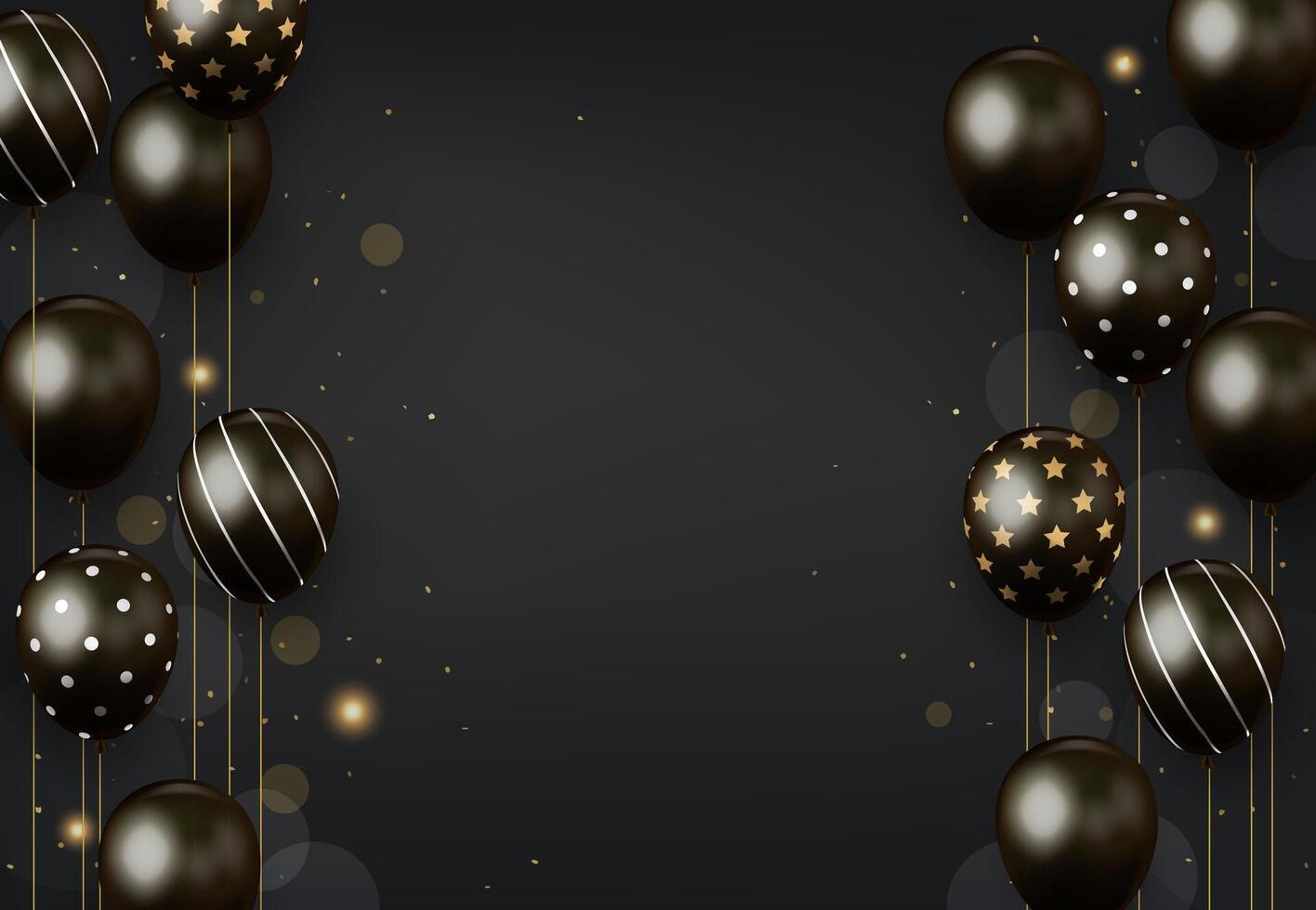 Event black and gold balloon arrangement vector