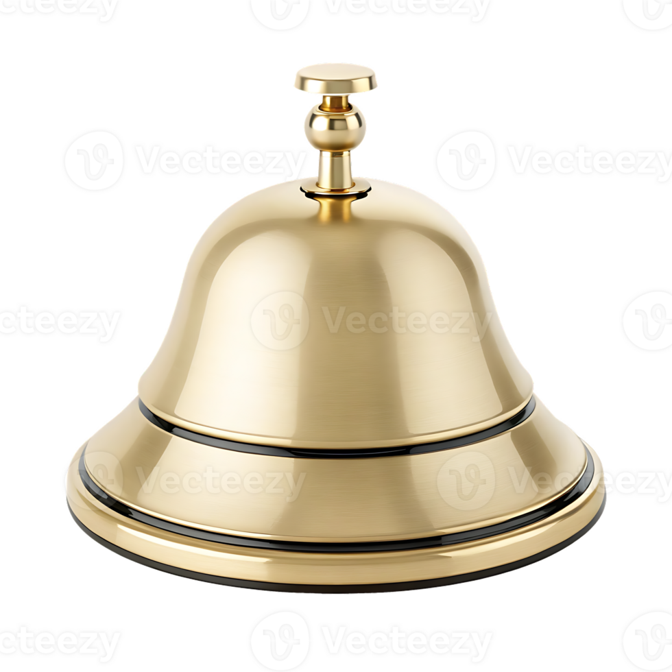Shiny gold service bell, isolated png
