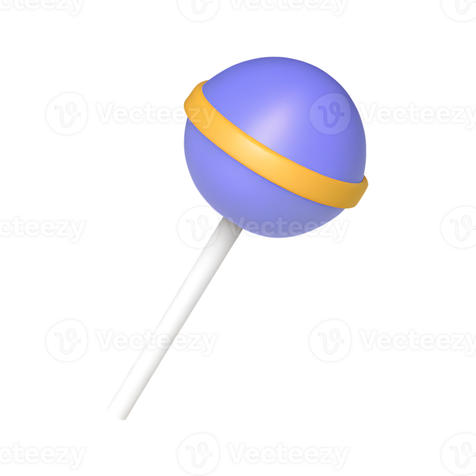 Purple and yellow lollipop 3D render png