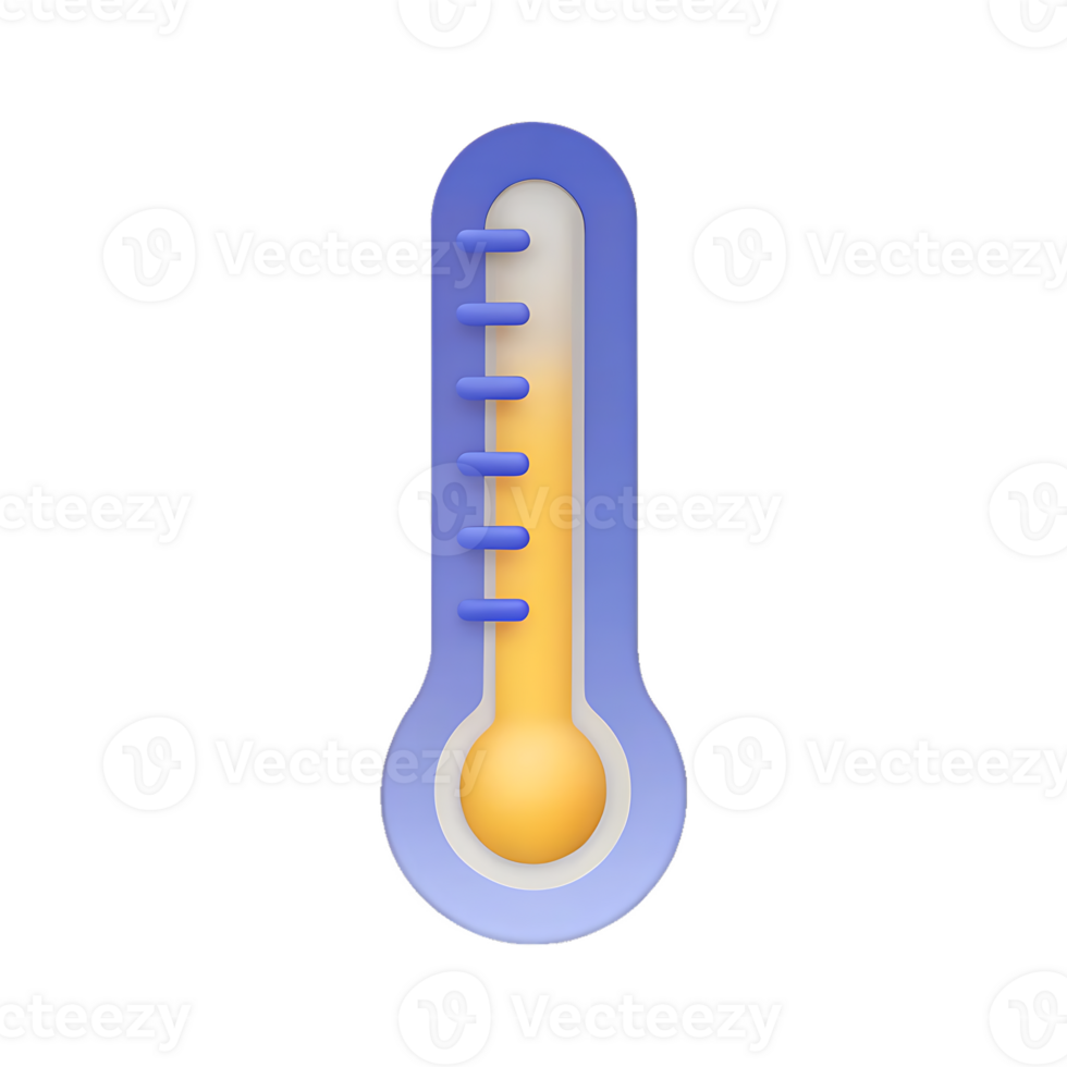 3D render of a thermometer showing moderate temperature. png