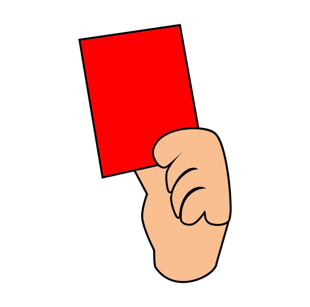 Cartoon Hand Referee Gift Red Card Digital Vectors Illustration