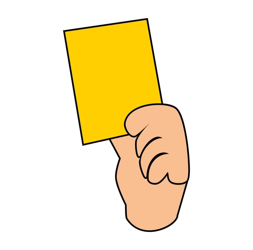Cartoon Hand Referee Gift Yellow Card Digital Vectors Illustration