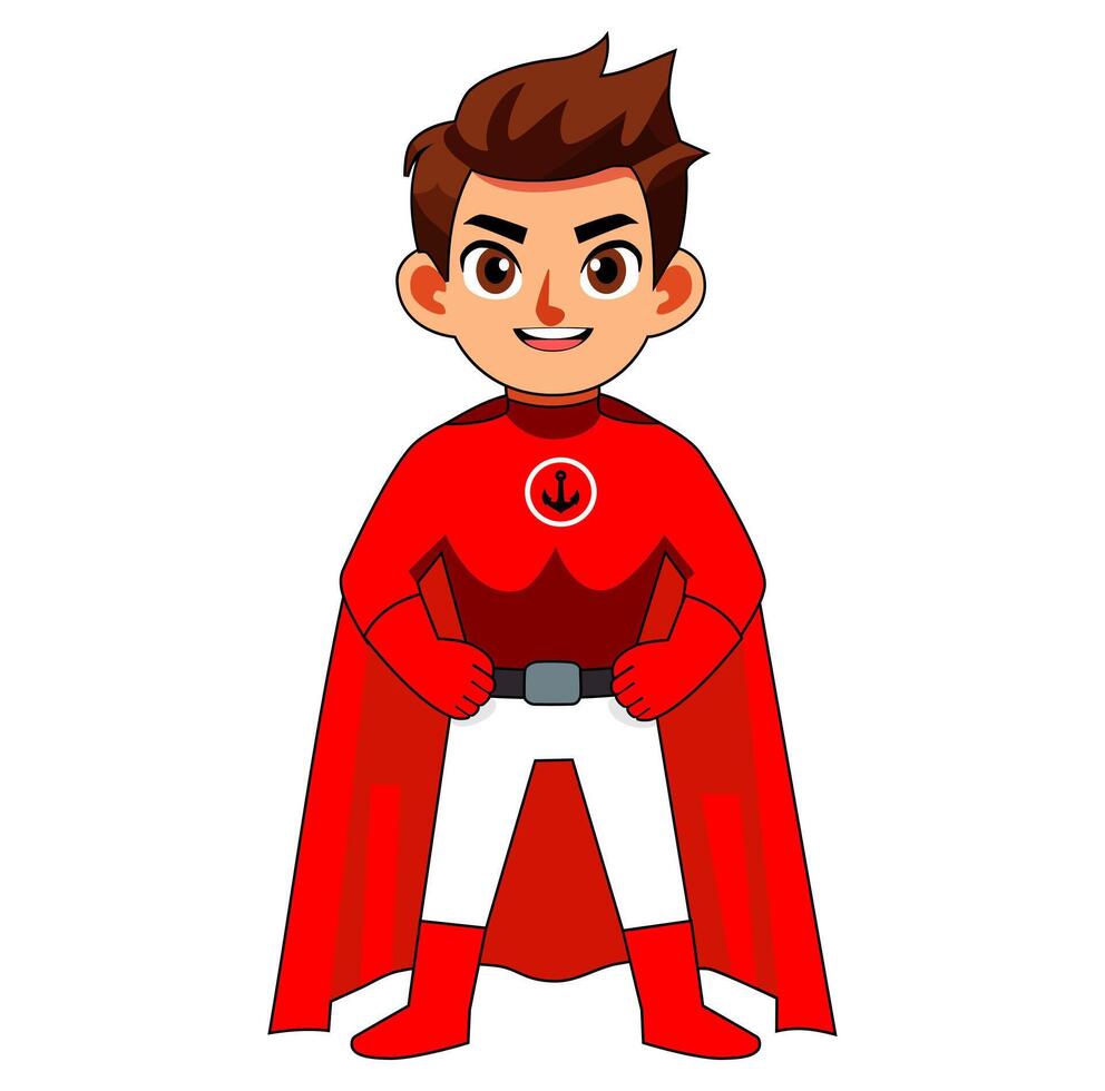 Cartoon Man Super Hero Pose Digital Vectors Illustration