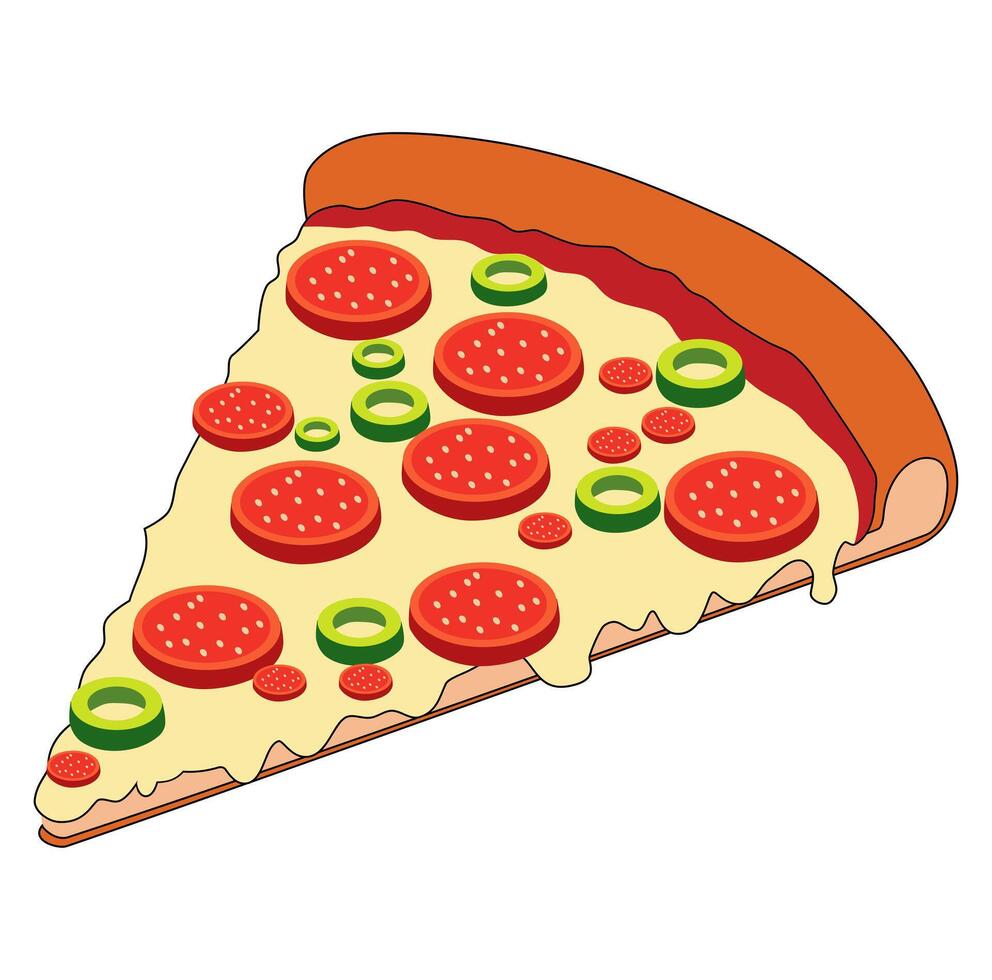 Cartoon Sliced Pizza Digital Vectors Illustration