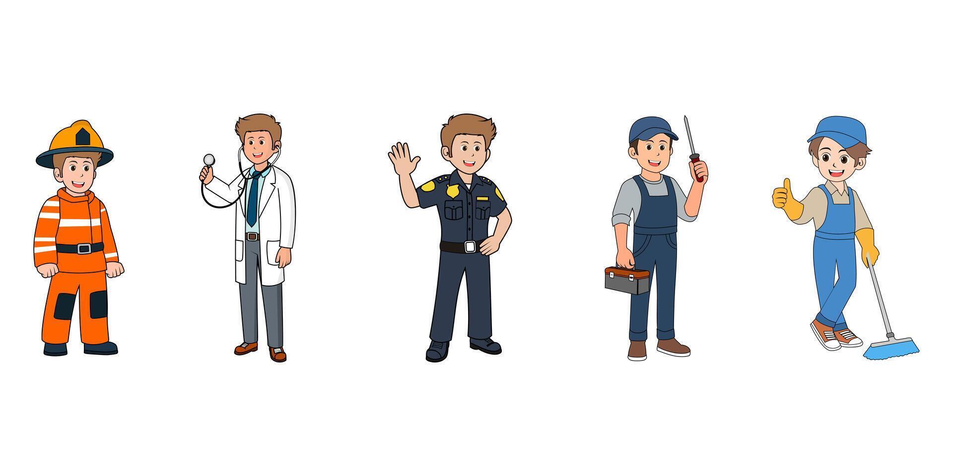 Cartoon Labor Day Digital Vectors Illustration