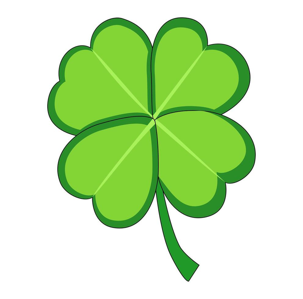 Cartoon Four Leaf Clover Digital Vectors Illustration