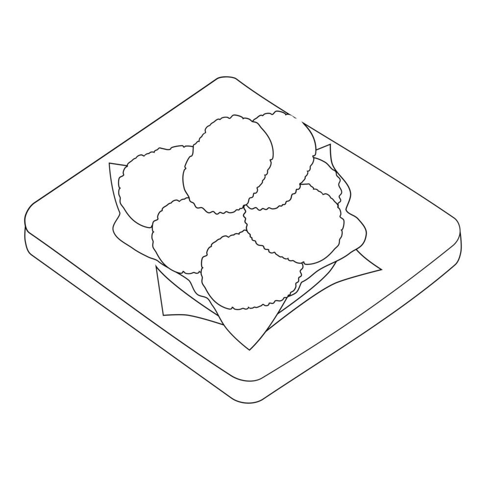 Cartoon Coloring Art Digital Chicken Nuggets Vectors Illustration