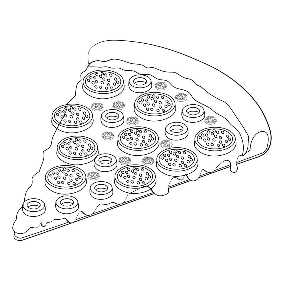 Cartoon Art Digital Sliced Pizza Vectors Illustration