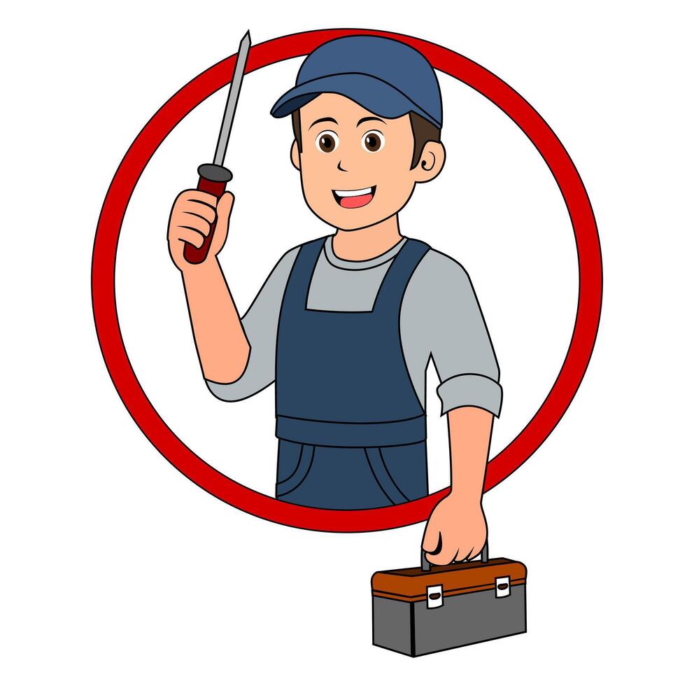Cartoon Man Icon Technician Digital Vectors Illustration