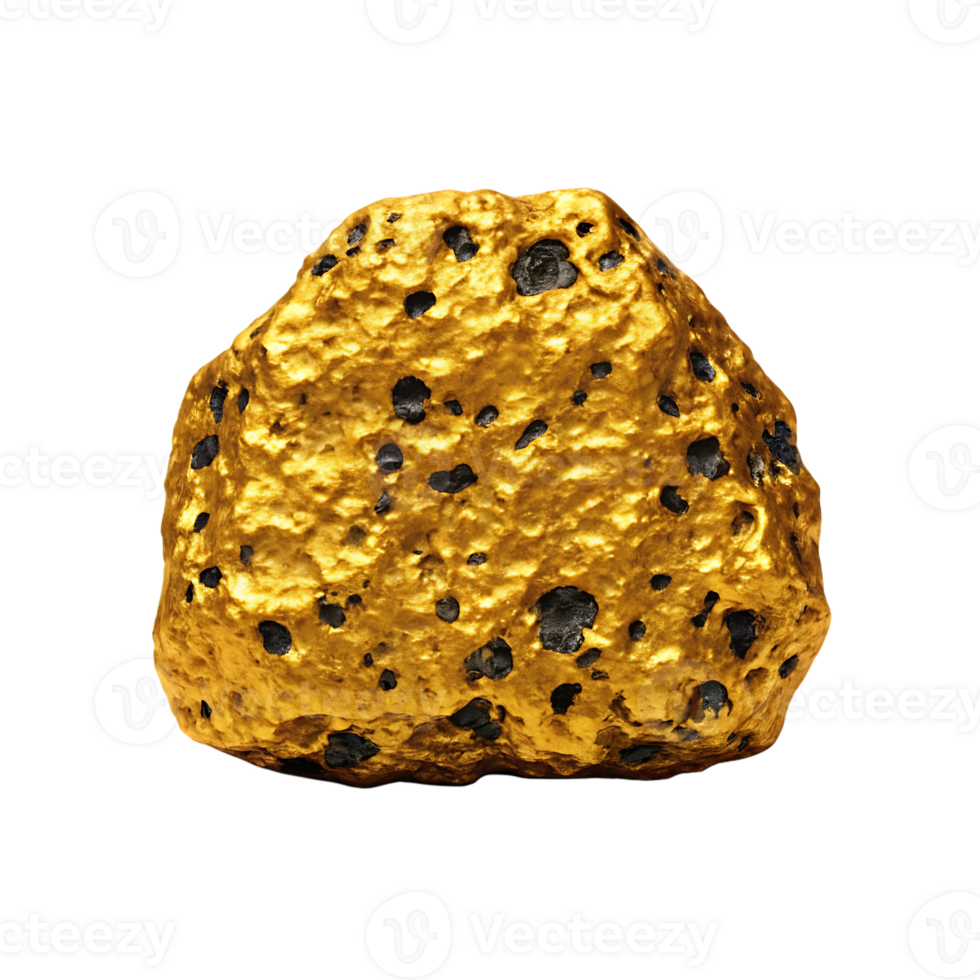 Lump of gold nugget, precious metal png