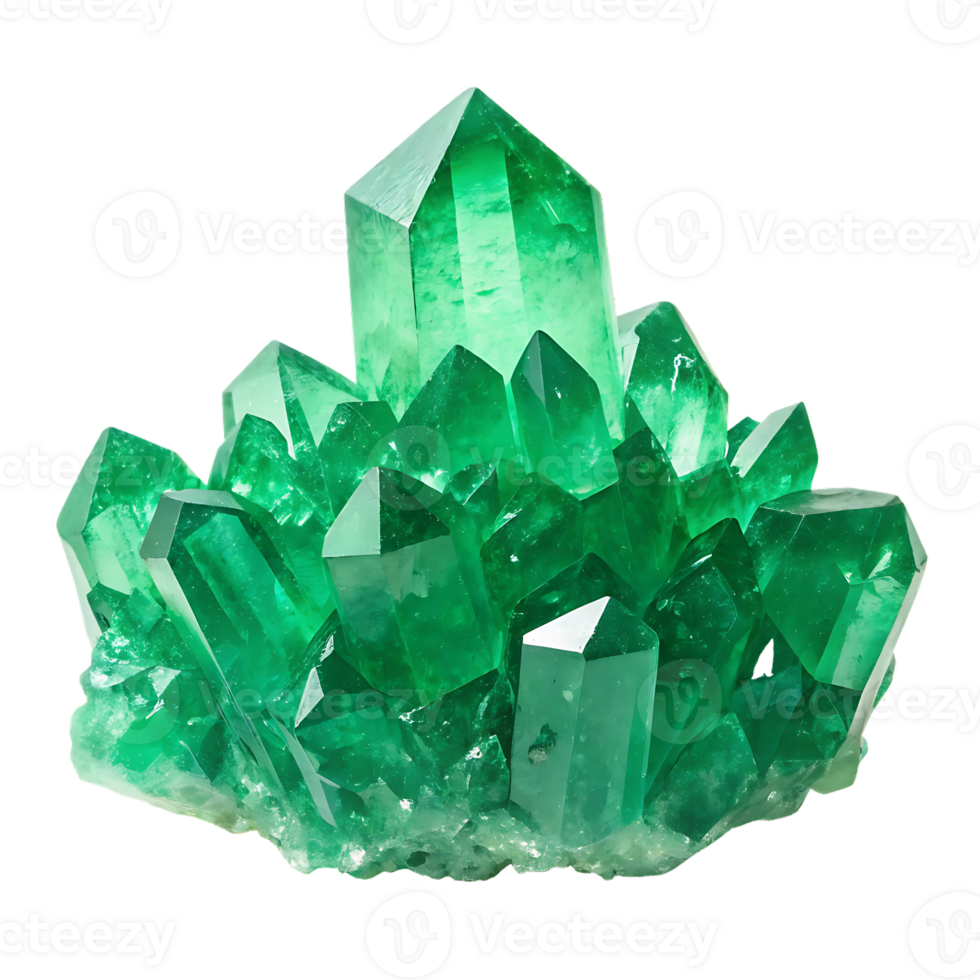 Cluster of vibrant green crystals png