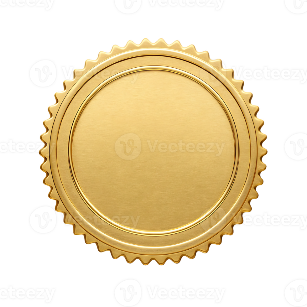Blank gold seal, award, badge png