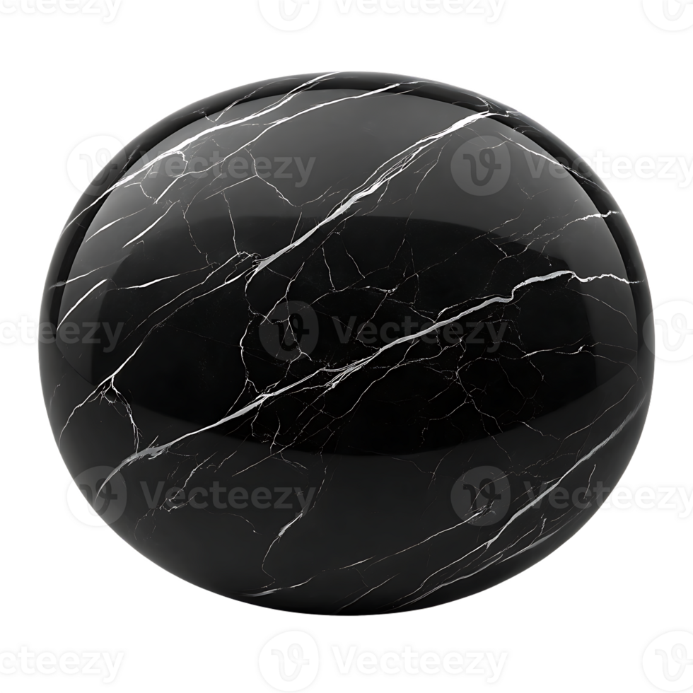Black marble sphere texture. Elegant, luxurious background. png