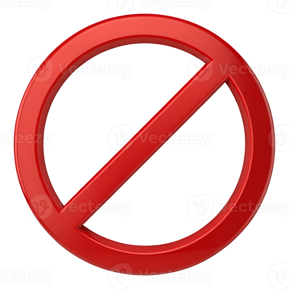 Red circle with diagonal line, no entry sign png