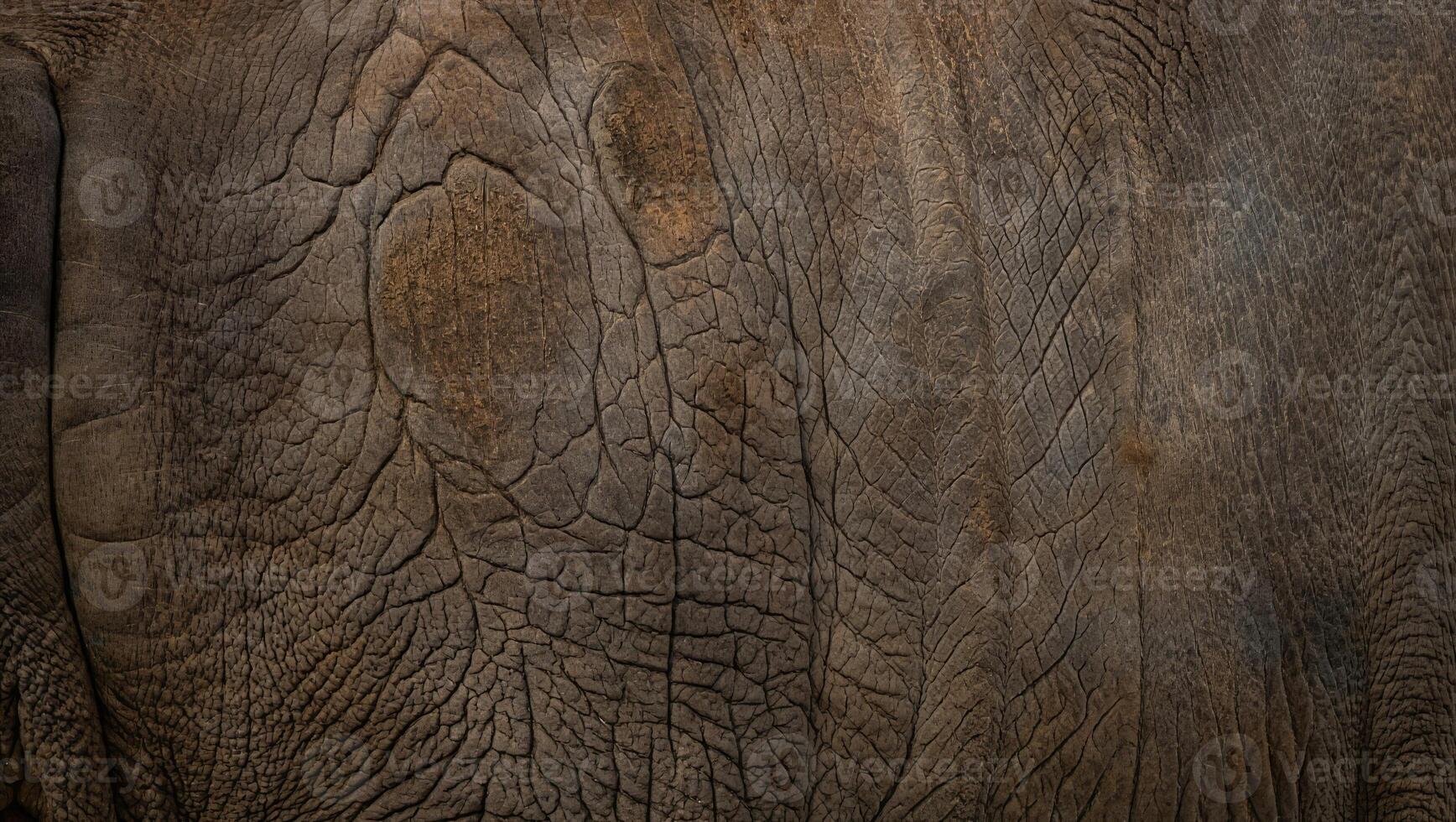 Close up of textured elephant skin revealing intricate patterns and natural colors in its habitat under bright daylight photo