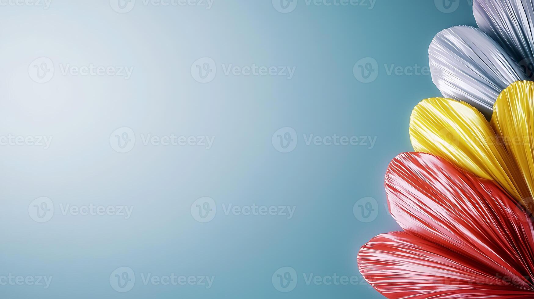 Colorful flower petals arranged artistically against a soft gradient background photo