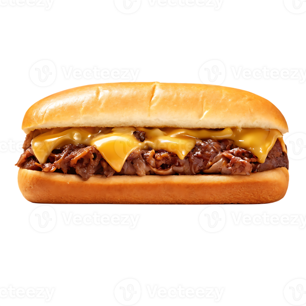 Delicious roast beef sandwich with melted cheese png