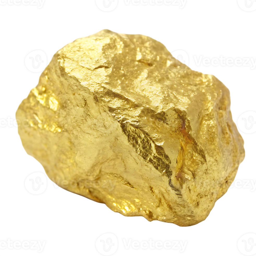 Lump of gold nugget isolated png