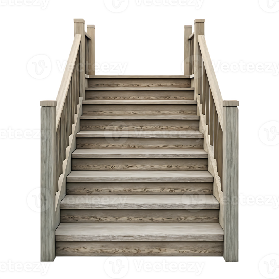 Straight wooden staircase leading upwards. Symbol of progress, growth, and success. png