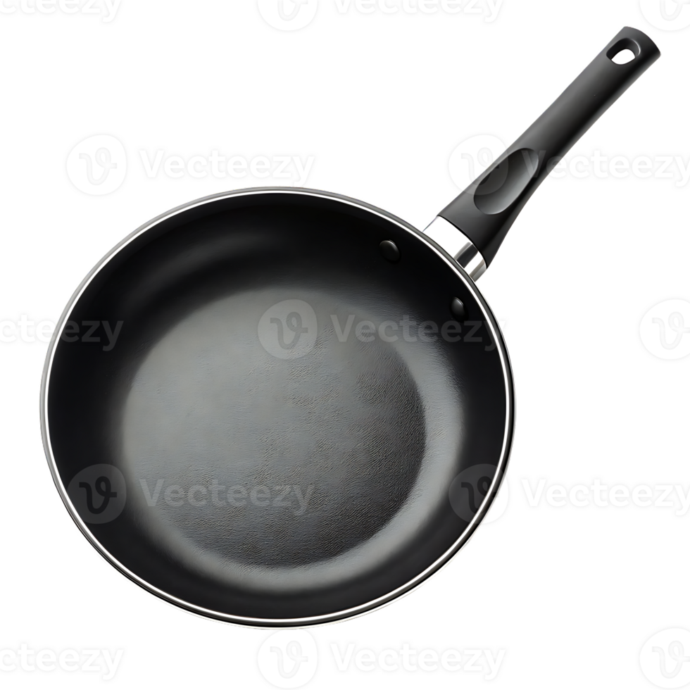 Empty frying pan, top view. Kitchen utensil. png