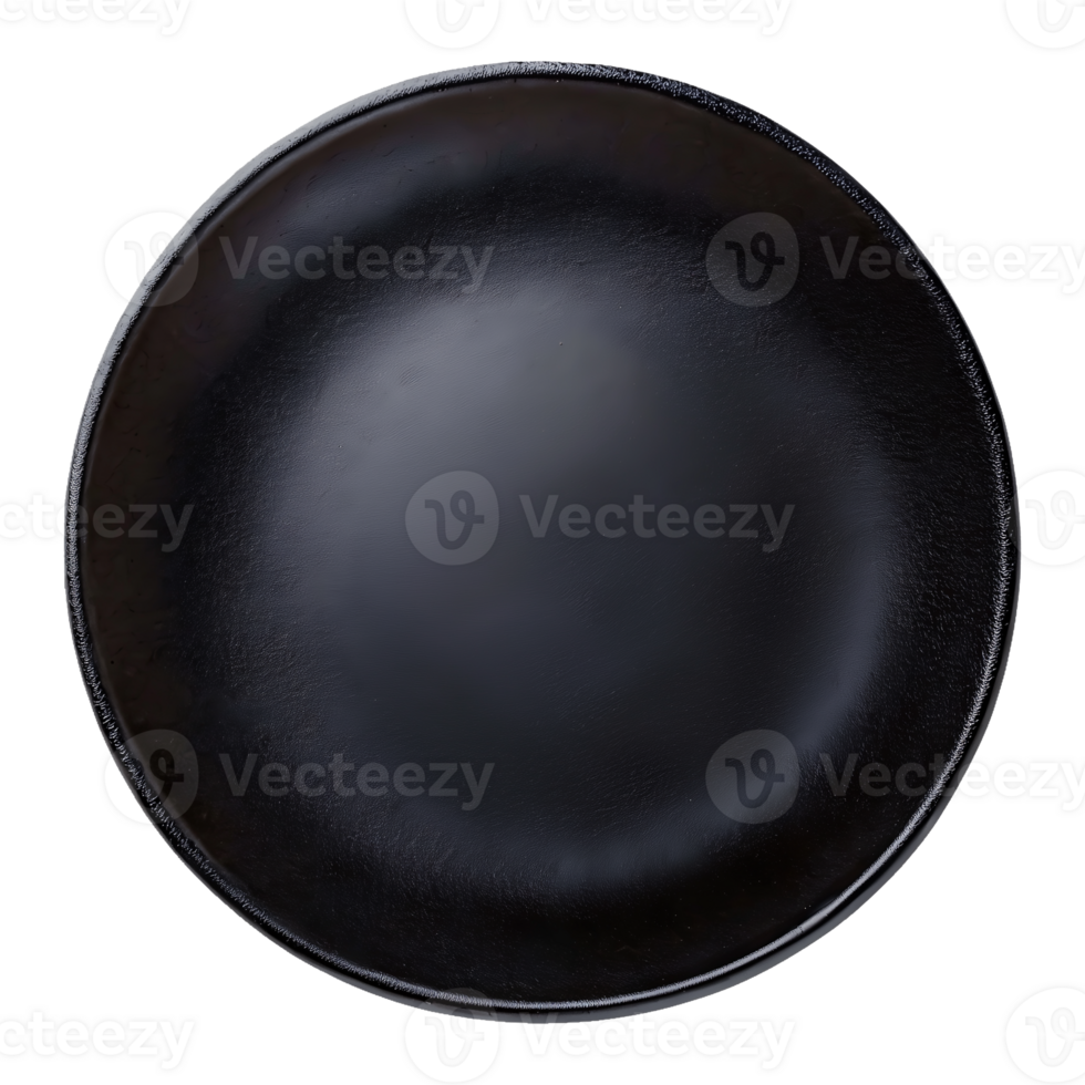 Empty black plate, top view. Minimalist food photography. png