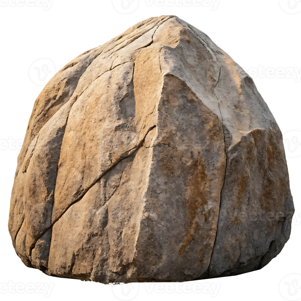 Large, rough, textured rock isolated png