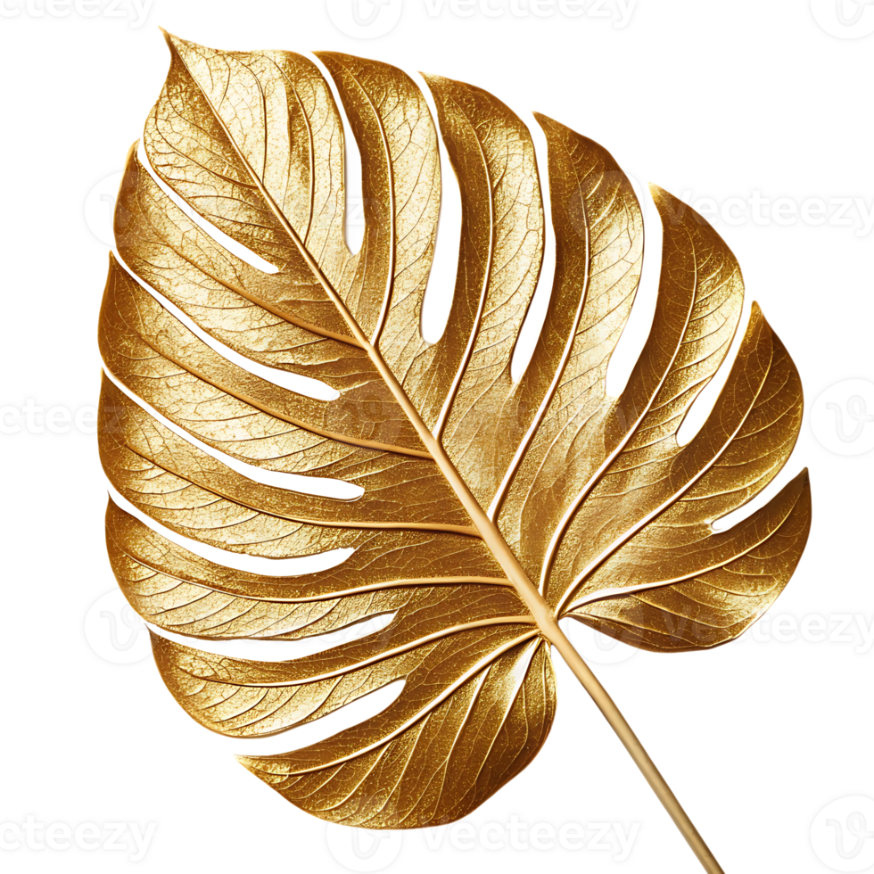Golden Monstera leaf png