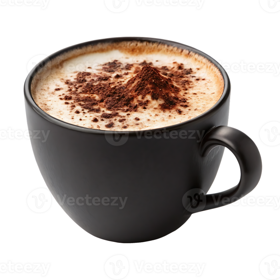 A cup of cappuccino with cocoa powder png