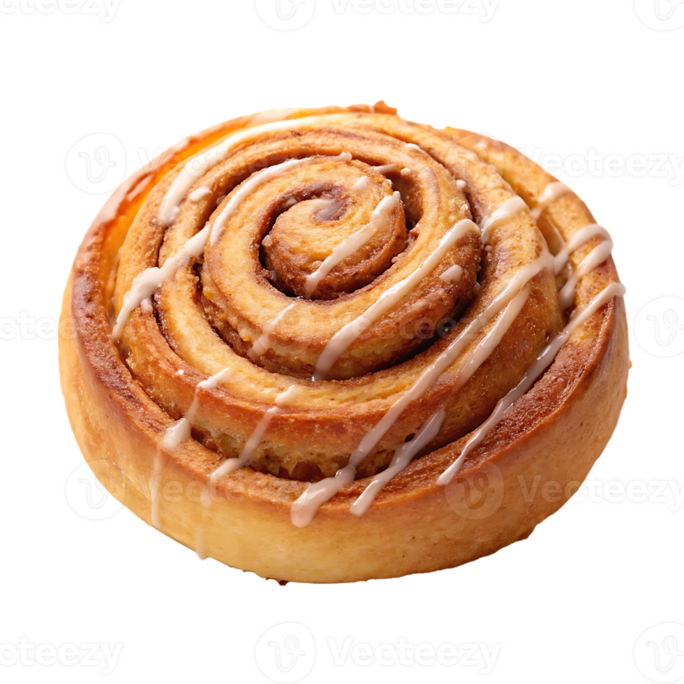 Delicious baked cinnamon roll with icing. png