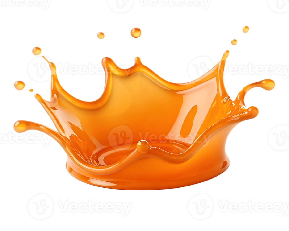 Orange juice splash crown. Refreshing drink. png