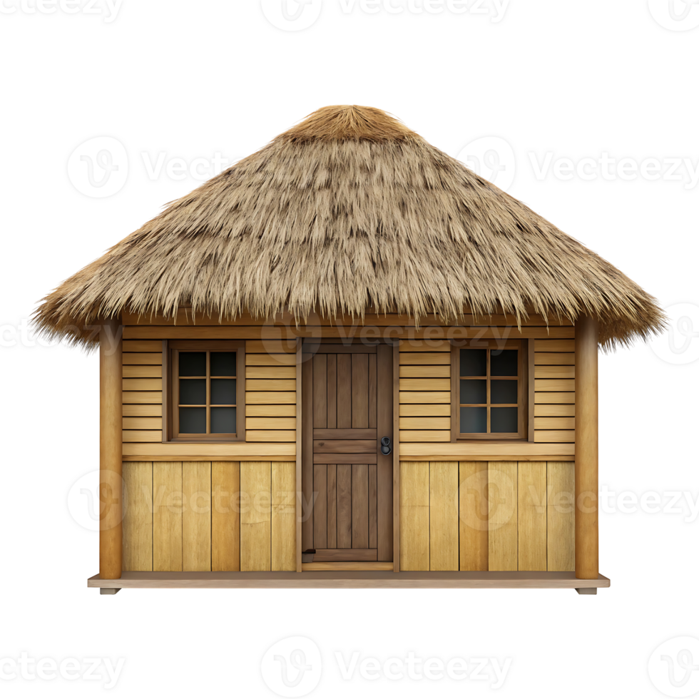 Thatched roof hut, bamboo house, tropical home png