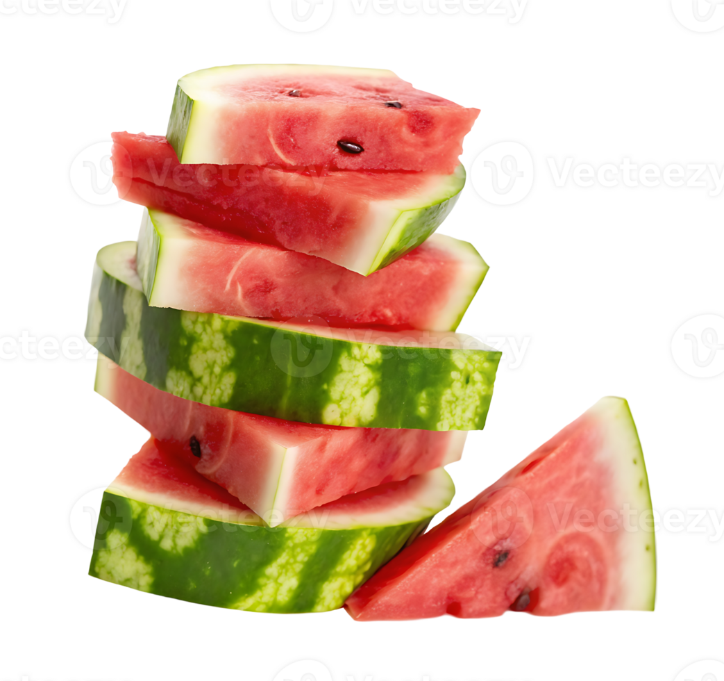 Stack of juicy watermelon slices, summer refreshment png
