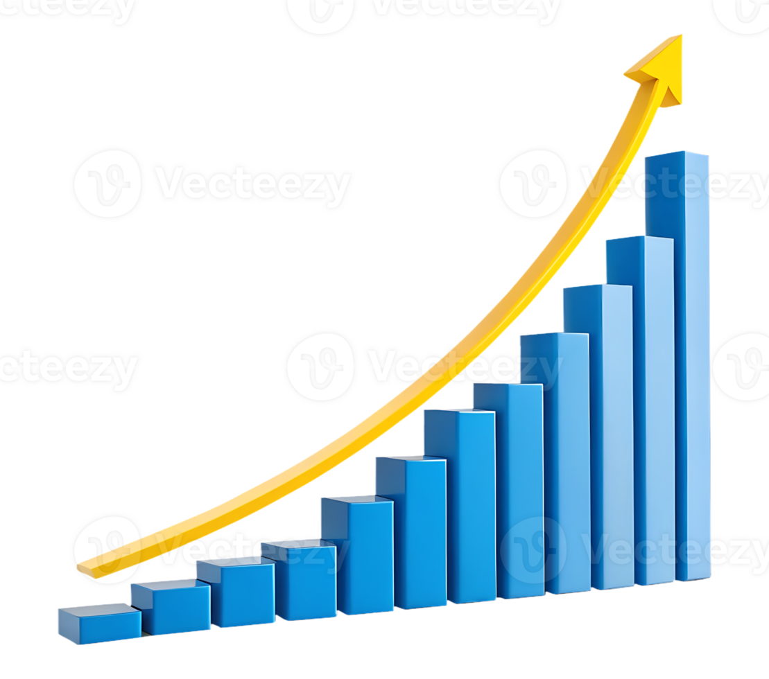 Growth chart showing upward trend, success, and progress. png