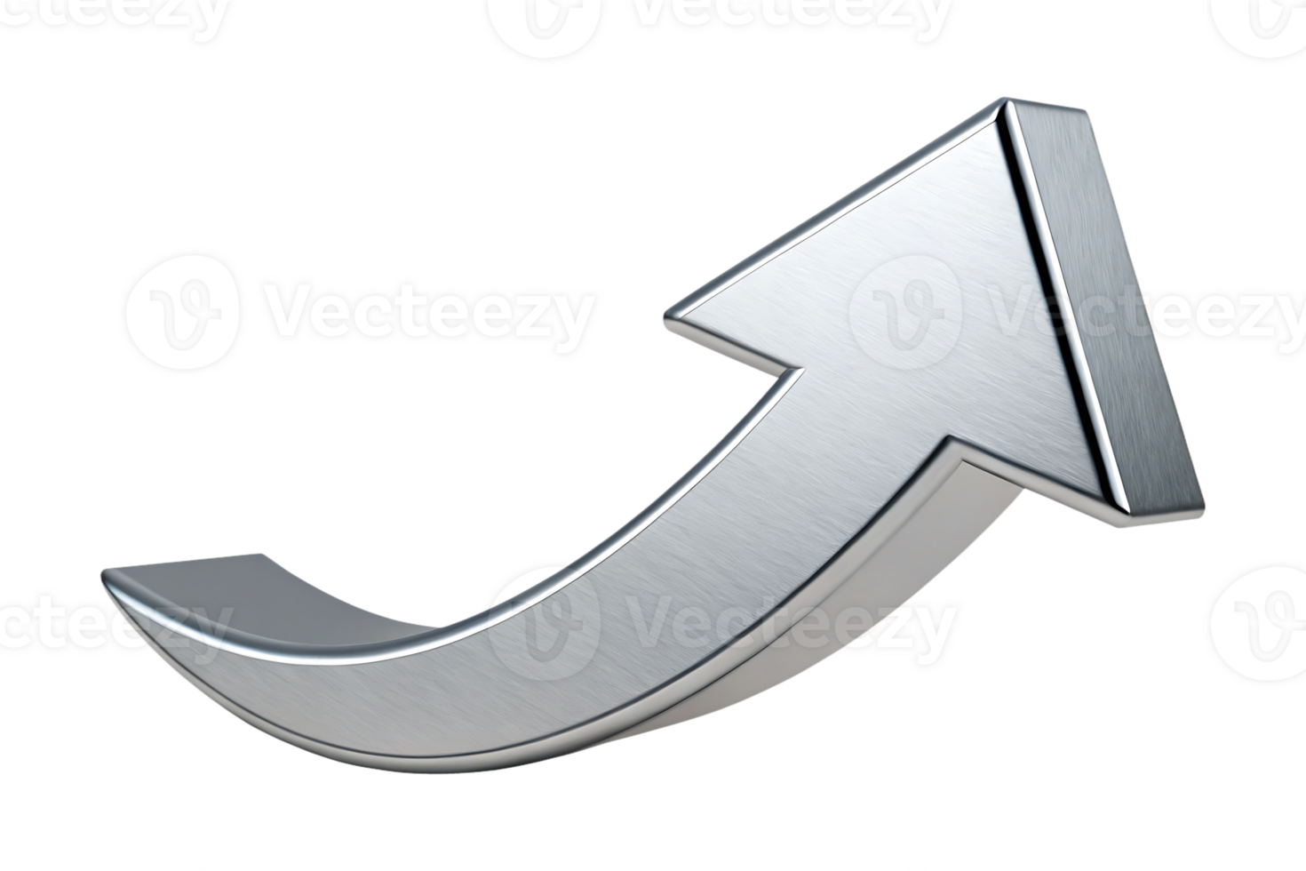 Curved metallic arrow pointing upwards png