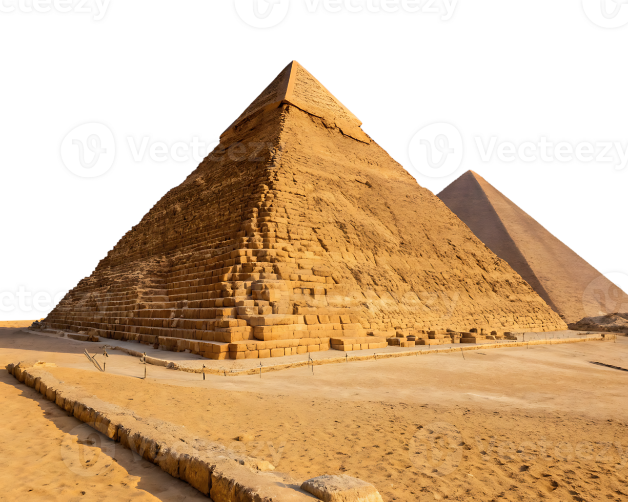 Ancient pyramids in the desert landscape. png