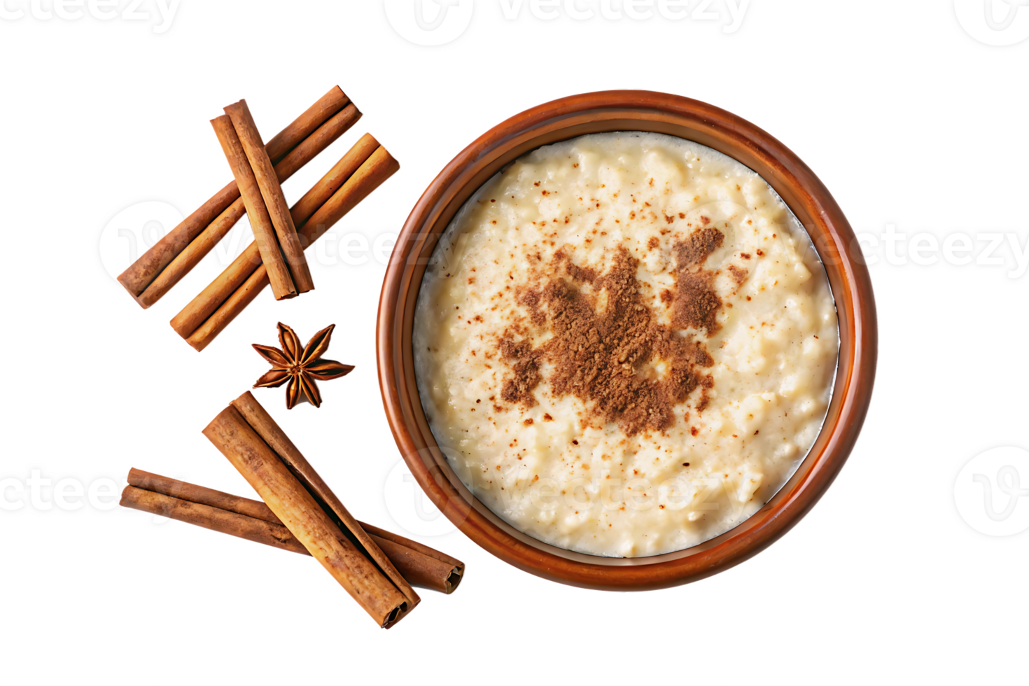 Delicious oatmeal with cinnamon and star anise. png
