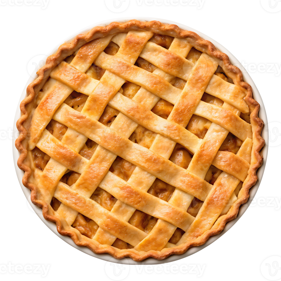 Delicious homemade apple pie, lattice crust png