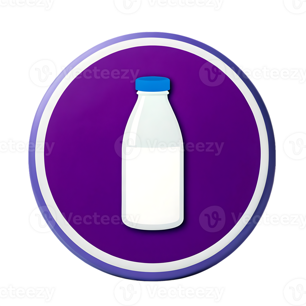 Simple illustration of a milk bottle on a purple background. png