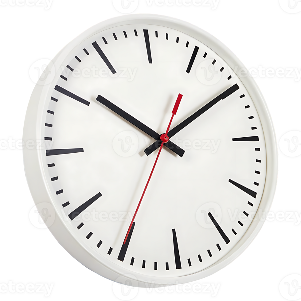 Simple white analog clock showing the time. png