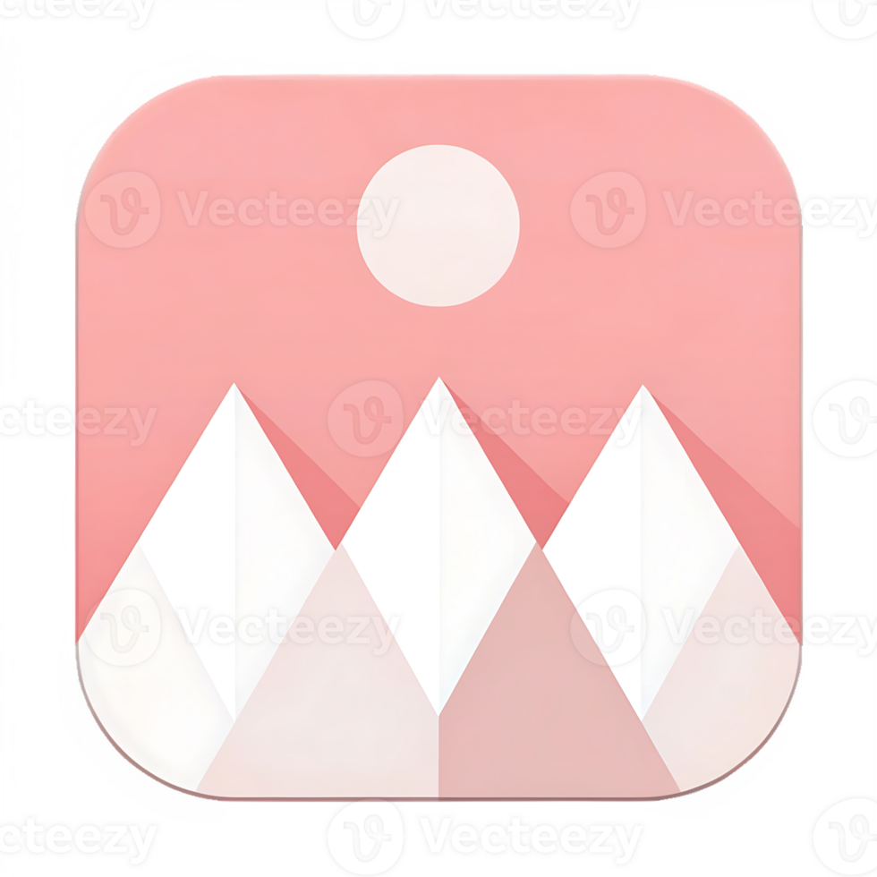 Pink app icon with mountain landscape png