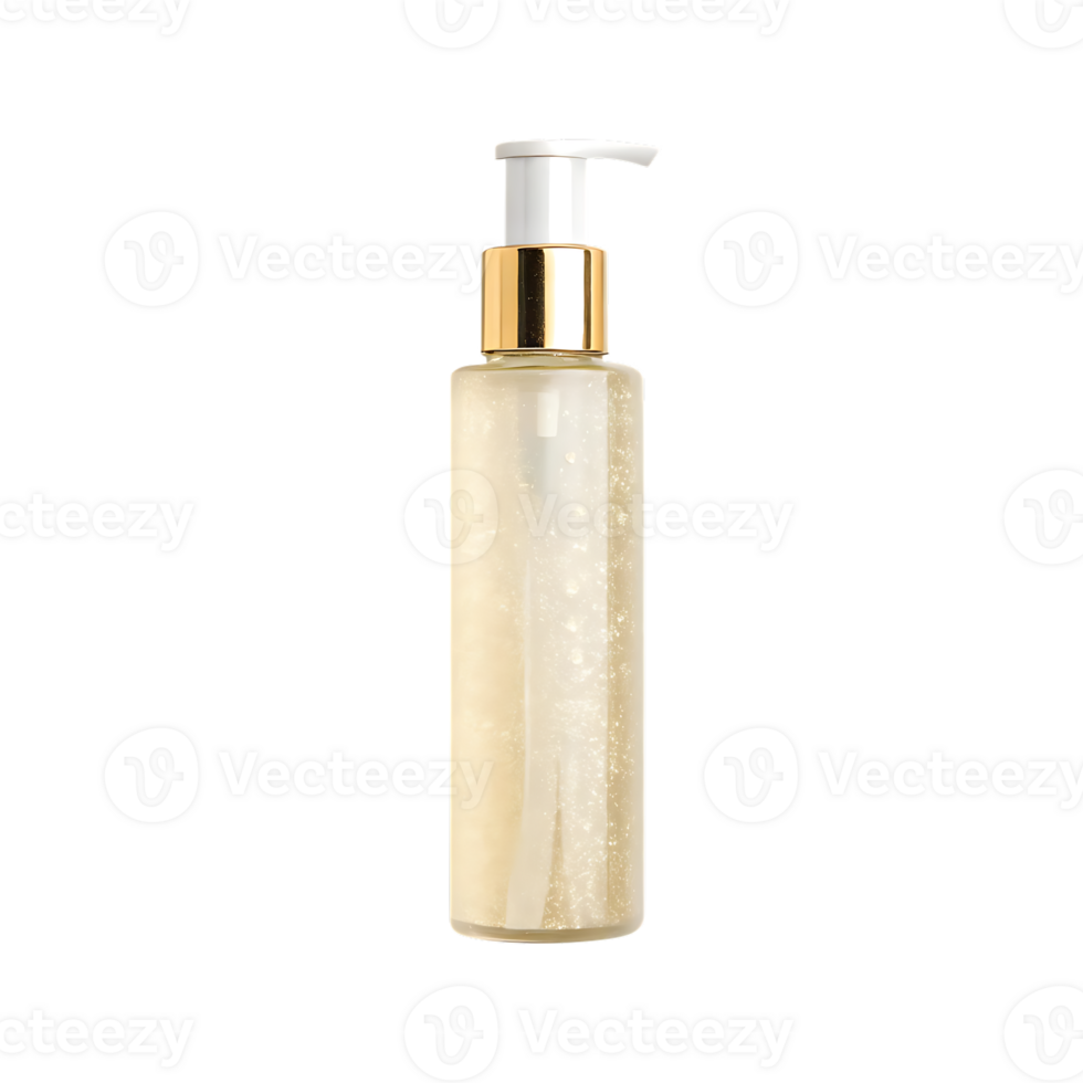 Luxury cosmetic bottle with gold accents. png