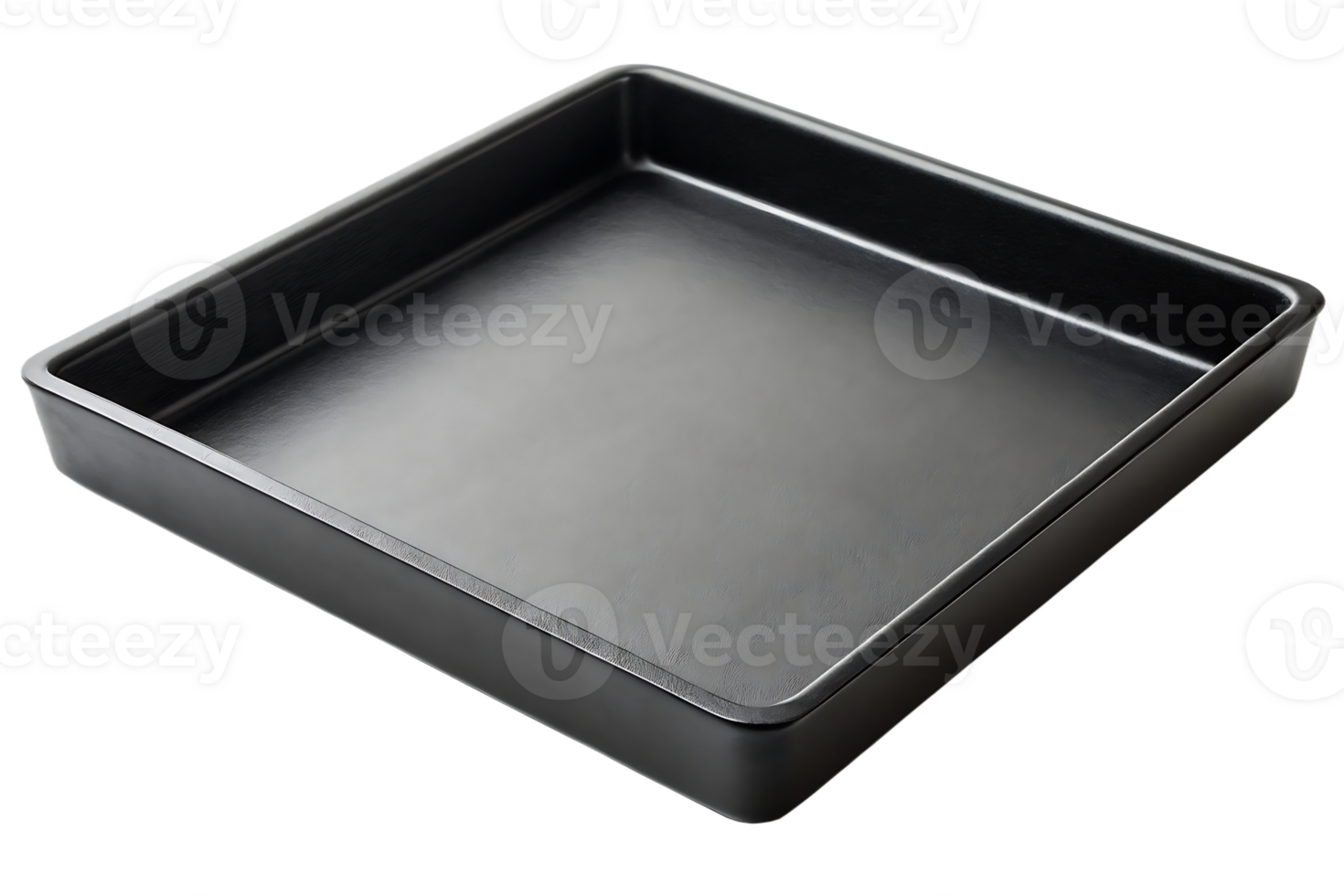 Empty black square plastic tray, container, or bin. png